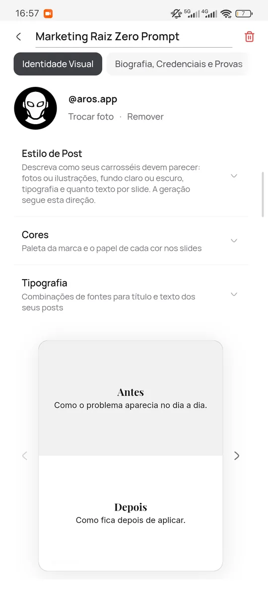 Brand DNA visual identity on mobile