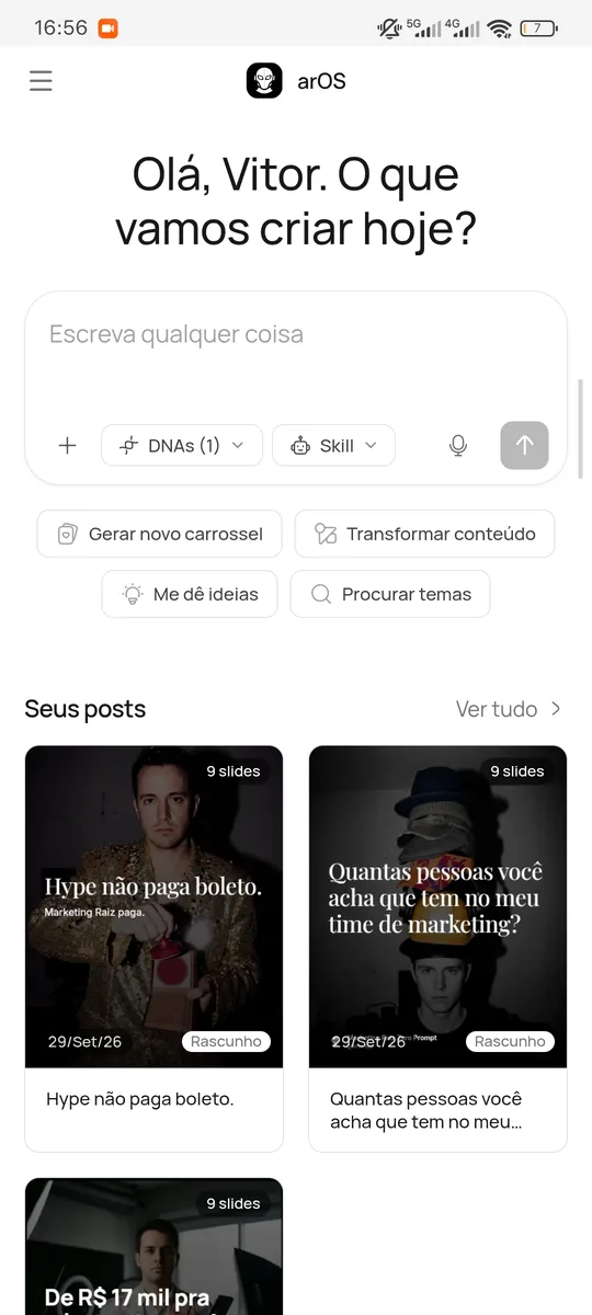 arOS home on mobile