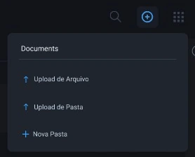 The add menu with upload file, upload folder, and new folder